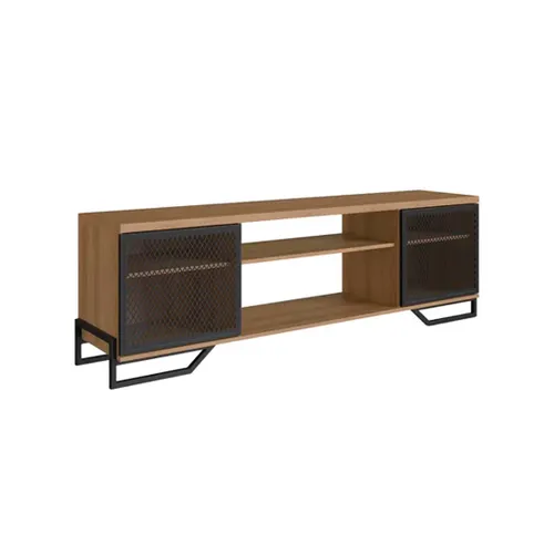 RACK 1 PUERTA INDUSTRIAL P&P - NEGRO/MIEL P1027-MEL - Muebles para TV, Uruguay | Rosas Hermanos