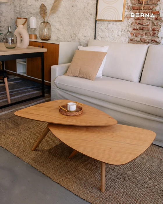 Conjunto Mesas de Centro Ovaladas Orla - Almendra en Madera natural - Mesas de living, Uruguay | Berna home, vista 3