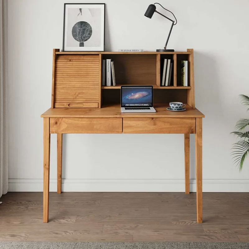 Escritorio Alice 110CM 2 Cajones - Madera Maciza en Madera natural - Escritorios y sillas de escritorio, Uruguay | Balton