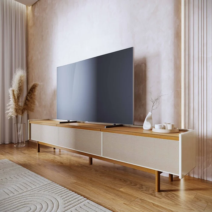 Rack para TV Dune 2.2 - Linea Manhattan - Blanco/Natural en Blanco - Muebles para TV, Uruguay | Rústico Hogar, vista 3