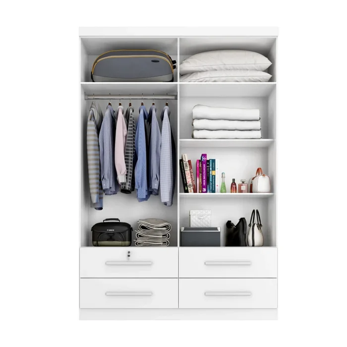 Ropero Max Plus 4 Puertas 4 Cajones - Línea Glam - Blanco en Blanco - Roperos y placares, Uruguay | Ecowood, vista 3
