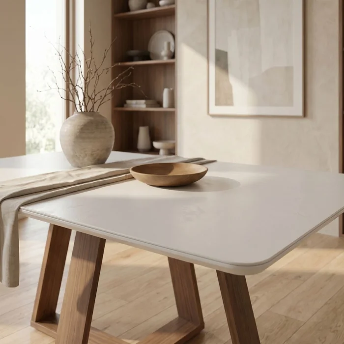 Mesa de comedor Avena - Con vidrio - 135 - Canela y Off White en Blanco, Uruguay | NYR, vista 2
