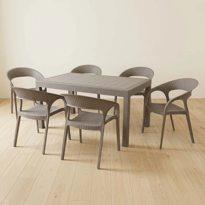 Juego Comedor Marrón Polipropileno Acadia en Marrón - Muebles para el exterior, Uruguay | Divino