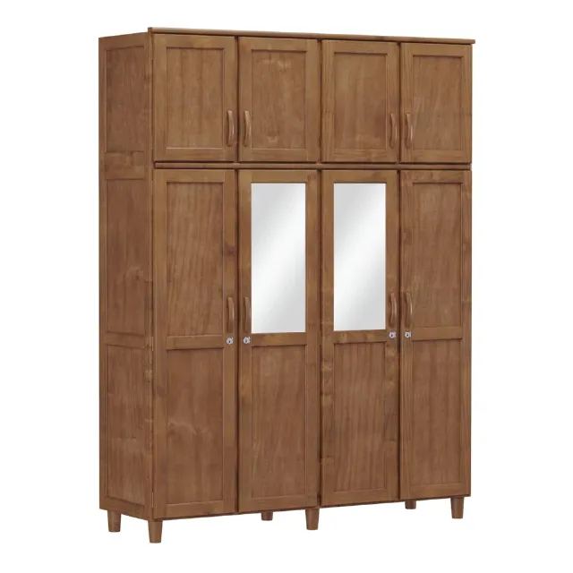 Ropero Placard 8 Puertas 3 Cajones Con Espejos 100% Madera en Madera natural - Roperos y placares, Uruguay | Muebles Express