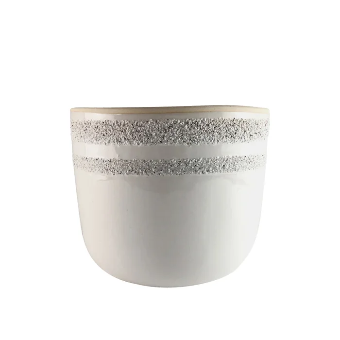 MACETA CERAMICA OVAL ANILLOS 20X20X17.5CM - Macetas, Uruguay | Koz