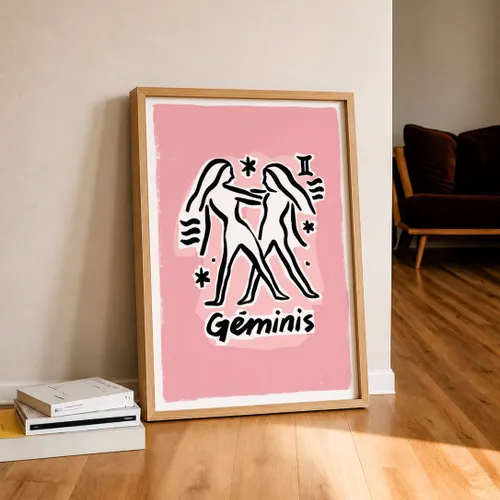 Géminis - Cuadro Signo del Zodíaco en Rosa - Láminas, Uruguay | Kiosko de Mar