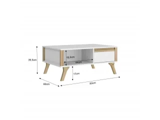 Mesa Ratona Combinada Madera Blanco/Miel en Blanco - Mesas de living, Uruguay | Que Sal Muebleria, vista 3
