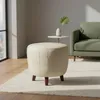 Puff cuero natural Patchwork c/ patas de madera 50cm diámetro en Beige - Butacas, banquetas y puffs, Uruguay | Champagne Home, vista 1 de 3