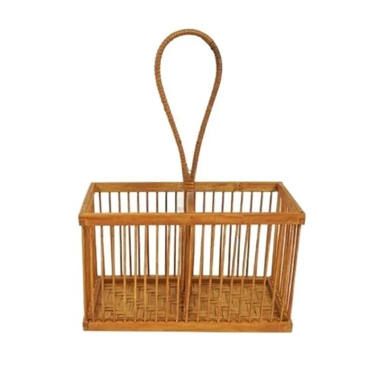ORGANIZADOR RECTANGULAR C/ASA 20x10xH12/27CMS BAMBU en Madera natural - Canastos, Uruguay | Decohogar
