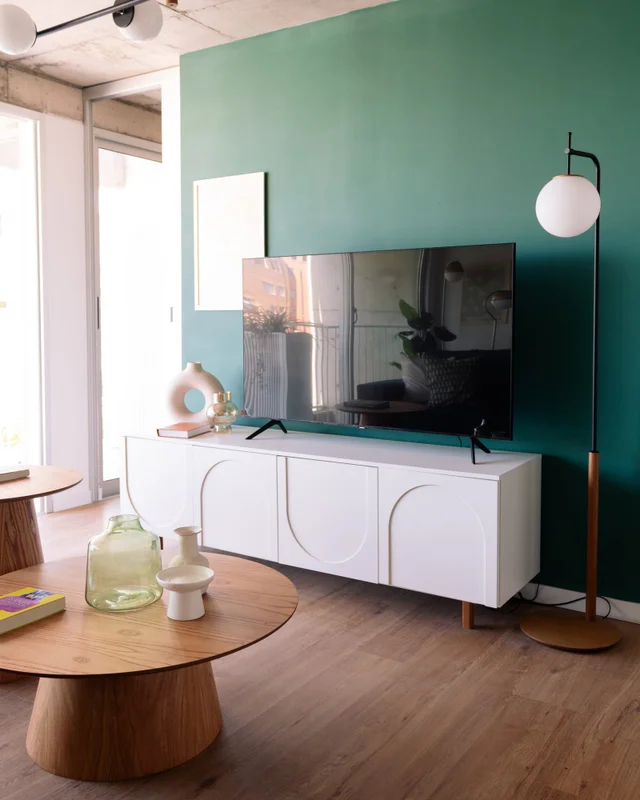 Rack Arco 160cm - Blanco en Madera natural - Muebles para TV, Uruguay | Berna Home, vista 5
