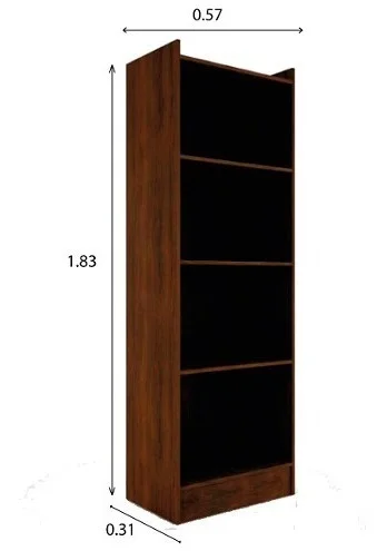 Biblioteca Estanteria 4 Estantes Sin Puertas Tabaco 700 en Marrón - Bibliotecas, Uruguay | Soy Hogar, vista 3