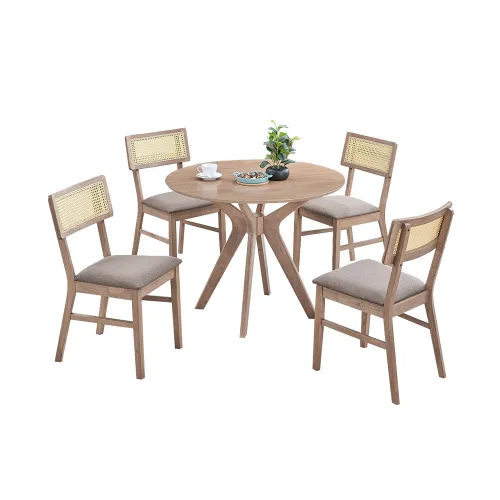 Juego De Comedor 4 Sillas Tapizadas Color Madera - Mesas de comedor, Uruguay | Soy Hogar