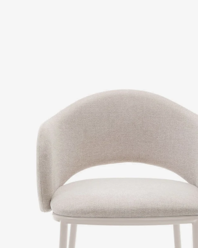 Taburete Maina - de chenilla beige y patas de acero con acabado beige FSC Mix Credit 65 cm en Azul - Butacas, banquetas y puffs, Uruguay | Kavehome, vista 3