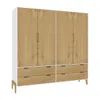 Ropero Armario de 4 Puertas, 2 Percheros y 4 Cajones en MDP - Madera - Línea Melilla - Blanco en Blanco - Roperos y placares, Uruguay | Mulata, vista 4 de 9