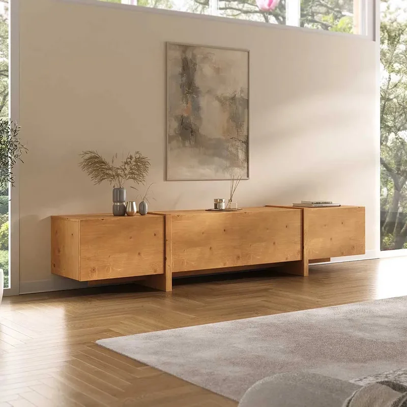 Rack tv Lesly 220CM - Madera Maciza en Madera natural - Muebles para TV, Uruguay | Balton, vista 4