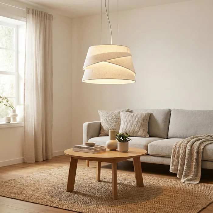 Aura Envolvente Lino en Beige - Lámparas colgantes, Uruguay | La Perla, vista 2