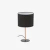 Lámpara de mesa Pina de metal y ratán con pantalla de algodón negro en Madera natural - Lámparas de mesa, Uruguay | Kavehome, vista 1 de 5