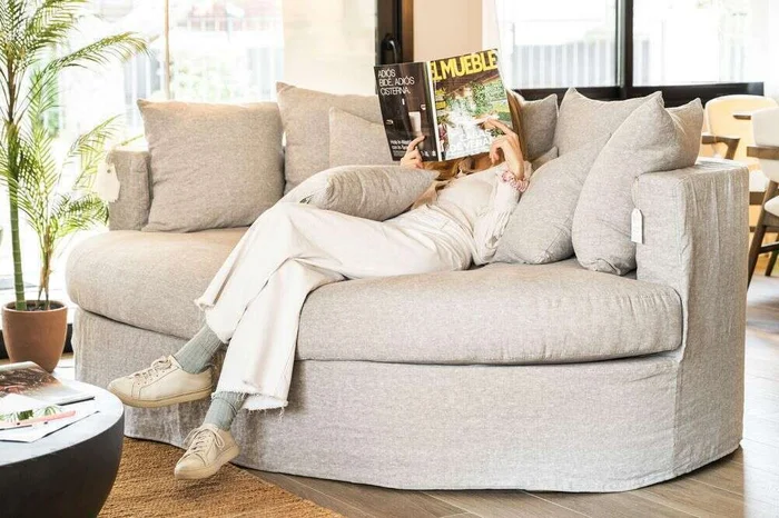 SILLON LUNA - OVAL - LINO GRIS MEDIO en Gris - Sillones y sofás, Uruguay | La Iberica