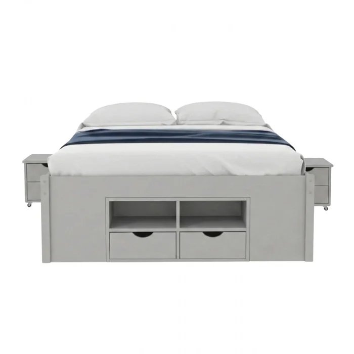 Cama 2 plazas con Cajones - Charme - Linea Funcional - Gris en Gris - Dormitorio, Uruguay | Rústico Hogar, vista 3