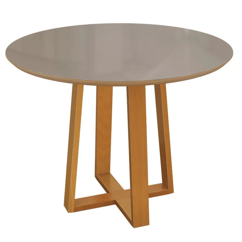 Mesa Elma Redonda 120cm - Madera Maciza y Vidrio Sobrepuesto en Blanco - Mesas de comedor, Uruguay | Balton, vista 7
