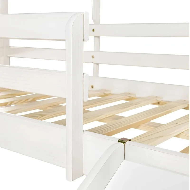 Cama Casita Cabaña 1 Plaza Infantil + Tobogan - Blanco en Blanco - Dormitorio, Uruguay | Ecowood, vista 3