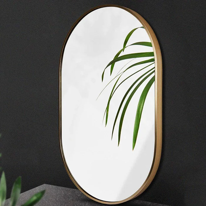 Espejo Oval dorado 50x80cm Aluminio en Dorado - Espejos, Uruguay | Alta Gracia Deco