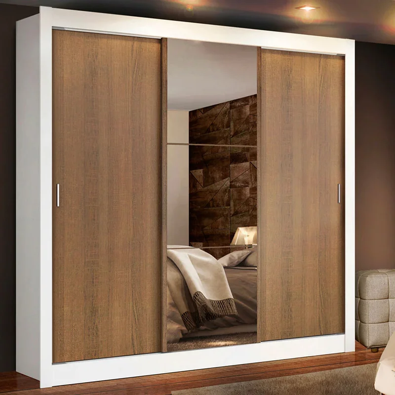 Ropero Placard Matrimonial Monaco 170CM con 1 Espejos 3 Puertas Corred en Marrón - Roperos y placares, Uruguay | Balton, vista 10