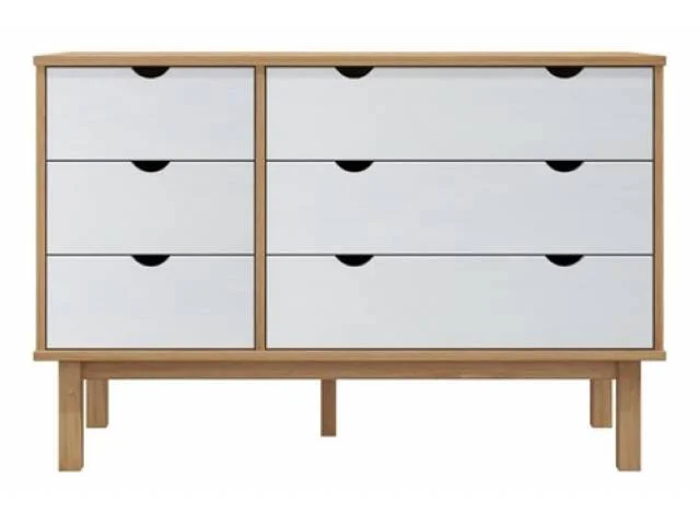 Comoda 6C Mel/Gris Linea Nordica en Madera Maciza en Mel/Blanco - Cómodas, Uruguay | Que Sal Muebleria