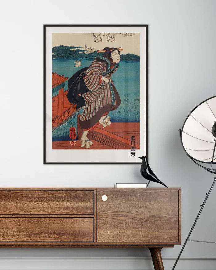 Utagawa Kuniyoshi - Young Woman at Sanbashi en Multicolor - Láminas, Uruguay | La Cuadrería, vista 2