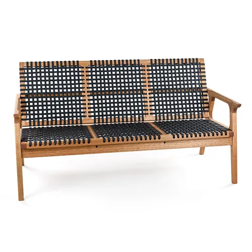 SOFA TRACO 3 LUGARES CUERDA NEGRA 155x72x84CM JATOBA - Muebles para el exterior, Uruguay | Vinibel