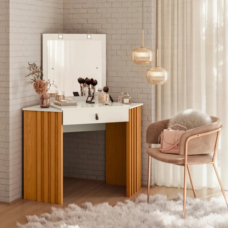 Escritorio Tocador Esquinero - FIT - Glitter - Marrón - Escritorios, Uruguay | Ecowood