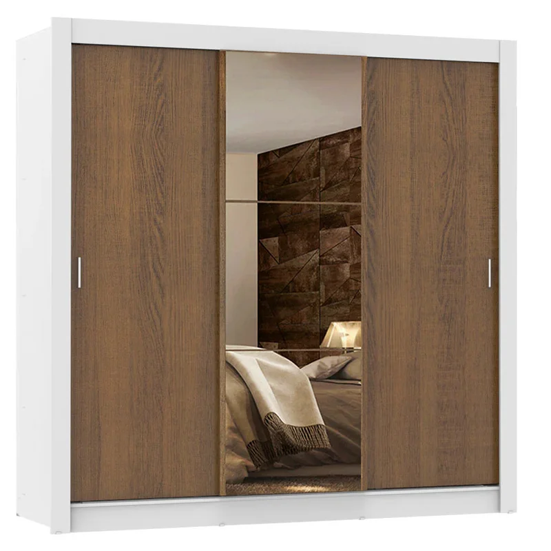 Ropero Placard Matrimonial Monaco 170CM con 1 Espejos 3 Puertas Corred en Marrón - Roperos y placares, Uruguay | Balton, vista 11