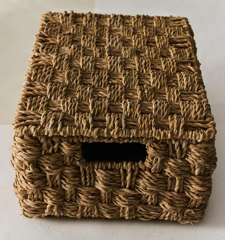 CESTA RECTANGULAR TAPA SEAGRASS en Madera natural - Canastos, Uruguay | Zara Home