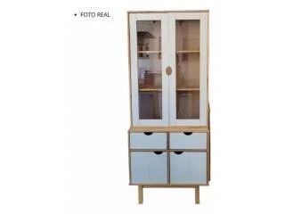 Aparador Cristalero 4P Mel/blanco Linea Nordica en Madera Maciza en Mel/Blanco - Aparadores y recibidores, Uruguay | Quesal, vista 6