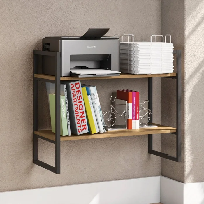 ESTANTERIA BAJA DE PARED REPISA LINEA INDUSTRIAL HIERRO en Madera natural - Bibliotecas, Uruguay | Balton, vista 3
