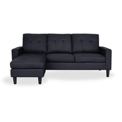 Sofá MILKA con Chaise Long Negro - Sillones y sofás, Uruguay | Soy Hogar