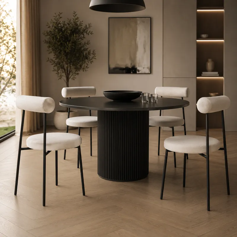Silla Roll en Lino Chumbo - T1940 /Acero inox. Negro - Sillas, Uruguay | Casa Brava