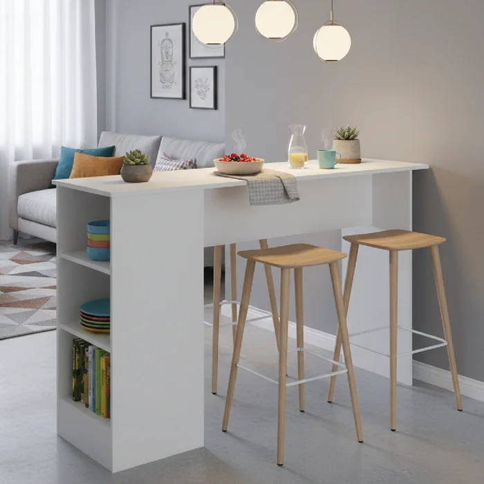 Desayunador Multiuso Mueble De Cocina Estantes Mesada en Blanco, Uruguay | Soy Hogar, vista 5