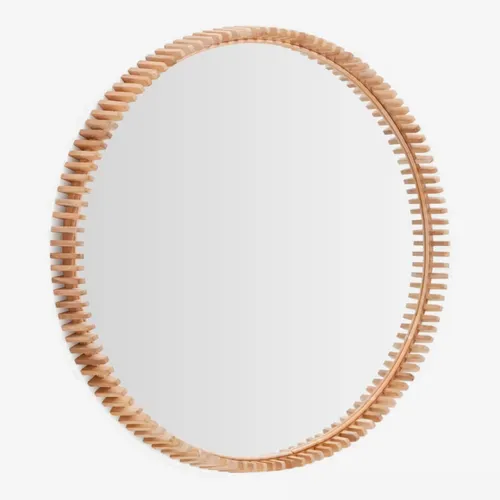 Espejo Polke de madera de teca - Ø 100 cm en Madera natural - Espejos, Uruguay | Kavehome