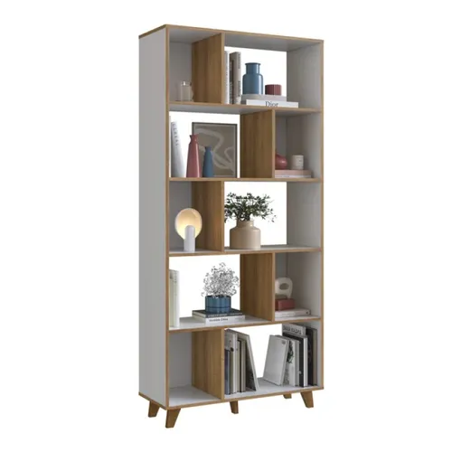 BIBLIOTECA ESTANTERIA ALFA MIEL/BLANCO CUBOS en Multicolor - Bibliotecas, Uruguay | Alfa Ventas
