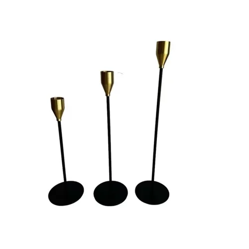 SET 3 CANDELABRO 8x23/28/33CM CON PUNTA DORADA en Dorado - Velas y Portavelas, Uruguay | Decohogar