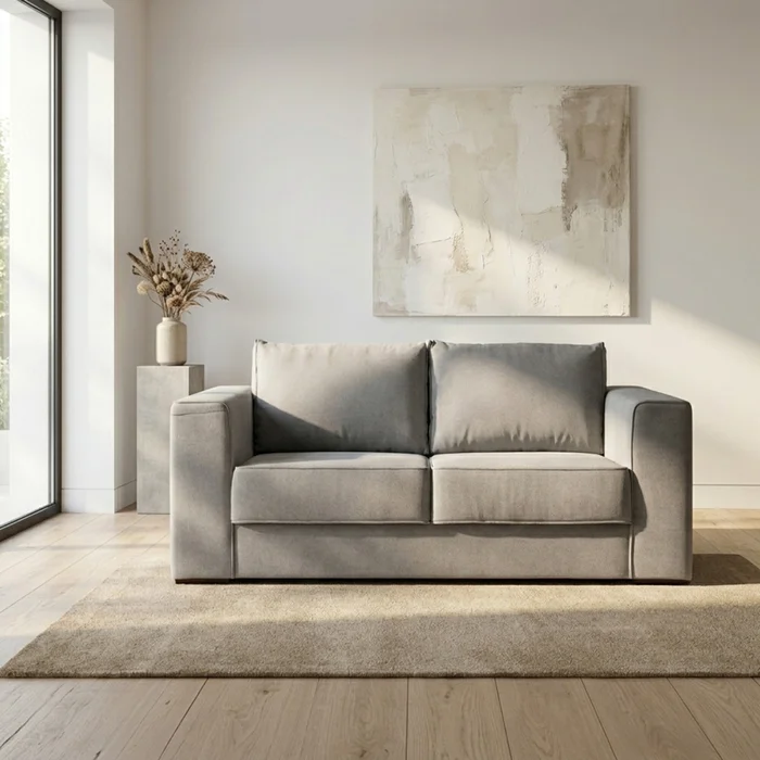 Sofá Olimpus - Microfibra - 2 cuerpos - Kruger 06-155 (Ceniza) en Beige - Sillones y sofás, Uruguay | NYR, vista 2