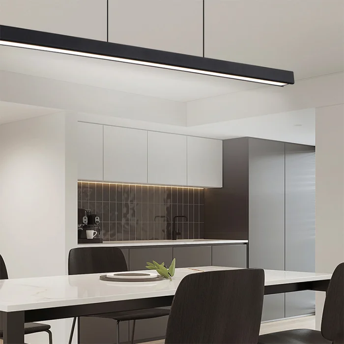 Luminaria Lineal LED 72W Negro Luz Cálida 240 cm en Negro - Lámparas colgantes, Uruguay | Serlux, vista 3
