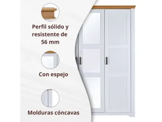 Ropero 3 puertas en madera maciza con espejo - Sillones y sofás, Uruguay | Quesal, vista 6