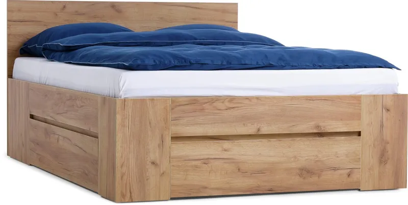 Estructura cama LIMFJORDEN Queen 160x200 3 cajones roble en Madera natural - Dormitorio, Uruguay | JYSK