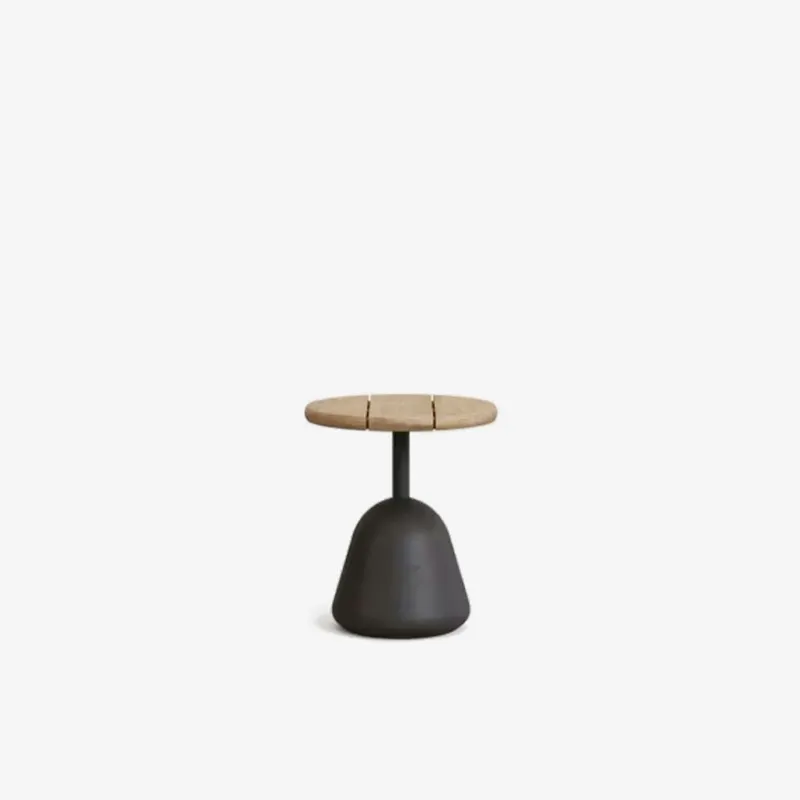 Mesa redondo Saura de de madera de acacia acabado natural 48cm en Natural, Negro - Mesas de arrimo, Uruguay | Kavehome