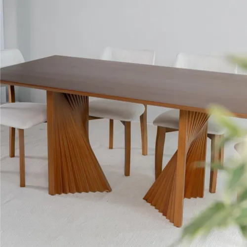 Mesa Leque - 160 x 100 tapa recta en Marrón - Mesas de comedor, Uruguay | Fabrica Italiana