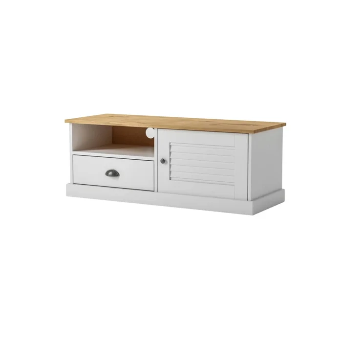 Rack de TV - 1 Puerta - 1 Cajón - Línea Oslo - Blanco en Blanco - Muebles para TV, Uruguay | Ecowood