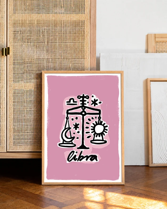 Libra - Cuadro Signo del Zodíaco en Rosa - Láminas, Uruguay | Kiosko de Mar, vista 2