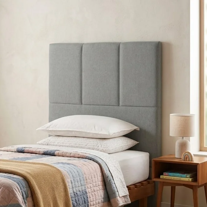 Respaldo 1 Plaza Madera y Tela - Moscou - Gris en Gris - Respaldos de cama, Uruguay | Rústico Hogar